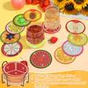 Billbotk 12 Pieces Diamond Art Painting Coasters Kit with Holder, Diamond Art Coasters, DIY Diamond Crafts Projects, Diamond Dot Kits for Adults and Beginners(Fruit Style)