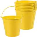 OBTANIM 7 Pack Yellow Metal Buckets with Handle Galvanized Ice Pails for Plants, Succulents, Party Favors Organizing, Rustic Home Decor or Classrooms Pencil Storage (7.1 x 5.2 inch)