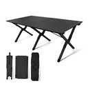 rollingsurfer Folding Camping Table, Lightweight Roll-Up Table Aluminum Low Portable Picnic Table with Easy Carrying Bag for Outdoor, Beach, Picnic, Backyards, BBQ and Party