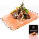 UMAID Himalayan Salt Block For Grilling, Cooking, Cutting and Serving,12X8X1.5 Food Grade Himalayan Pink Salt Stone on Stainless Steel Plate & Recipe Booklet, Unique Gifts for Men, Women, Chef, Cooks