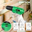 Tegatok Cordless Drill Set,12V Power Drill Set with Battery and Charger, Electric Driver Drills Bits, 3/8'' Keyless Chuck,18+1 Torque Setting with LED Electric Drills Set