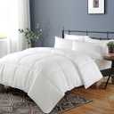 Dafinner 100% Cotton Cover Lightweight Down Alternative Comforter King Size, Ultra-Soft Duvet Insert for Warm Weather, GRS Recycled Microfiber Breathable Bed Quilt (104x88, White)