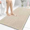 OLANLY Bathroom Rug Mat 44x24, Thick Soft and Absorbent Chenille Bath Mat, Non-Slip Rubber Backing, Machine Washable Quick Dry Bath Rugs for Tub Shower Floor, Home Decor Accessories, Sand