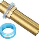 uxcell 5" Faucet Mount Extension Shank Brass Threaded Pipe Lengthen Mounting Shank Lengthen Fixed High Foot with Nut and Gasket Golden 1PC