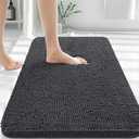 OLANLY Bathroom Rugs 30x48, Extra Soft Absorbent Chenille Bath Rugs, Rubber Backing Quick Dry, Machine Washable Bath Mats for Bathroom Floor, Tub and Shower, Home Decor Accessories, Dark Grey