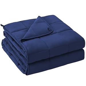 yescool Weighted Blanket for Adults (15 lbs, 48" x 72", Blue) Cooling Heavy Blanket for Sleeping Perfect for 140-160 lbs, Twin Size Breathable Blanket with Premium Glass Bead, Machine Washable