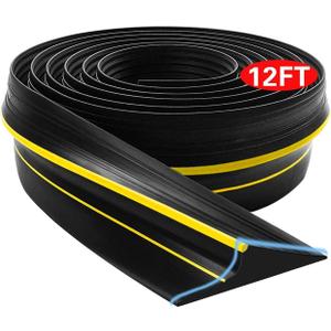 Jin&Bao Universal Garage Door Bottom Seal Strip,Weatherproof Rubber DIY Weather Stripping Replacement, 12FT Length (12feet, Yellow)