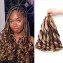 French Curl Braiding Hair Synthetic French Curl Hair Extensions for Black Women Lightweight Pre Stretched Bouncy Curly Braiding Hair for Braids 12 Inch P27/33