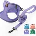 BELLA & PAL Step in Vest Harness for Small and Medium Dogs, No Pull Small Dogs Harness with Leash Set, Comfortable Air Mesh Dog Vest Harness with Reflective Strip (Lavender, M)
