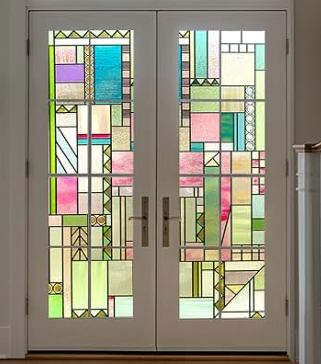 Window Privacy Film, 3D Stained Glass Window Film, 35.4x78.7in