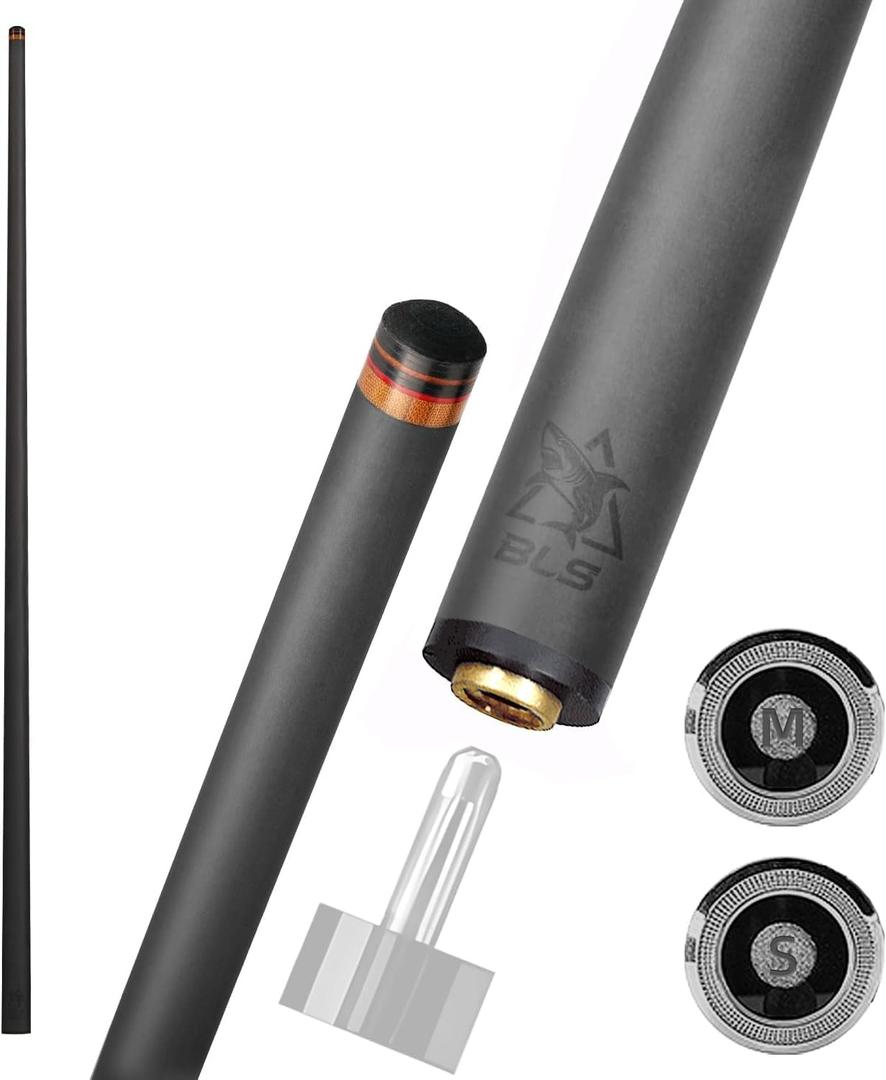 BlkCueShark 29" Uni-Loc Carbon Pool Cue Shaft (Single), 10 Layered 11.8mm, Pro Taper Low Deflection Performance, Durability and Smooth to Control