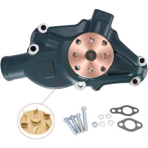 AULINK SBC High Volume Aluminum Small Block Short Water Pump (C&U Bearing,Bronze Impeller,ZINC GREEN) For GM Chevy Chevrolet 265 267 283 302 305 307 327 350 400 Chrome