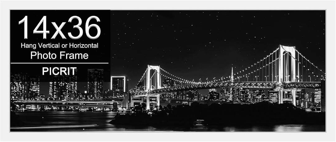 Picrit 14x36 Poster Frame, Photo Frame for Wall Mounting Display, White