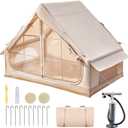 Inflatable Tent, 2-6 Person Glamping Camping Tent, 300D Oxford Waterproof UV Protection Windproof 60s Setup, Large Outdoor Sun Shelter with Air Pump & Storage Bag for Picnicking, Beach, Park, Festival