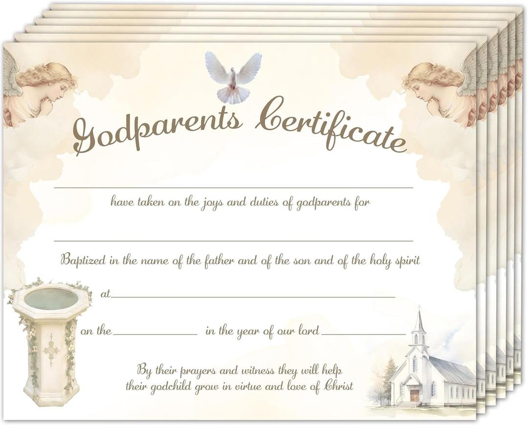 Baptism Certificate for Church, Baby Dedication Certificate, Christening Award Gifts for Baby Boys Girls, Religious Baby Shower Party Decorations Supplies, 25 Pack Baby Baptism Certificate, 12