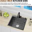 Black Kitchen Sink,25x22 Inch Kitchen Sink Stainless Steel Drop In Kitchen Sink Topmount Stylish and Modern Look Sink With Bottom Grid,Silicon Mat And Drain Assembly Add Elegance & Enhance Usability