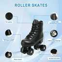 Jessie PU Leather Skates - Premium Adjustable Four-Wheel Roller Skates for Women, Men, Boys & Girls - Indoor & Outdoor, black wheel, 38-Women's 8/ Men's 6.5