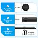 Tension Curtain Rods 27-82 Inch, 1"Diameter Shower Curtain Rod Spring Long Adjustable for Bathroom Windows Closet No Drilling No Rust, Black