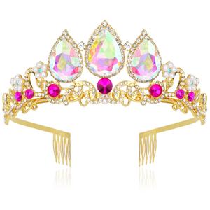 Rapunzel Crown, Princess Crown Tiara Princess Birthday Accessories Halloween (MULti-colored)