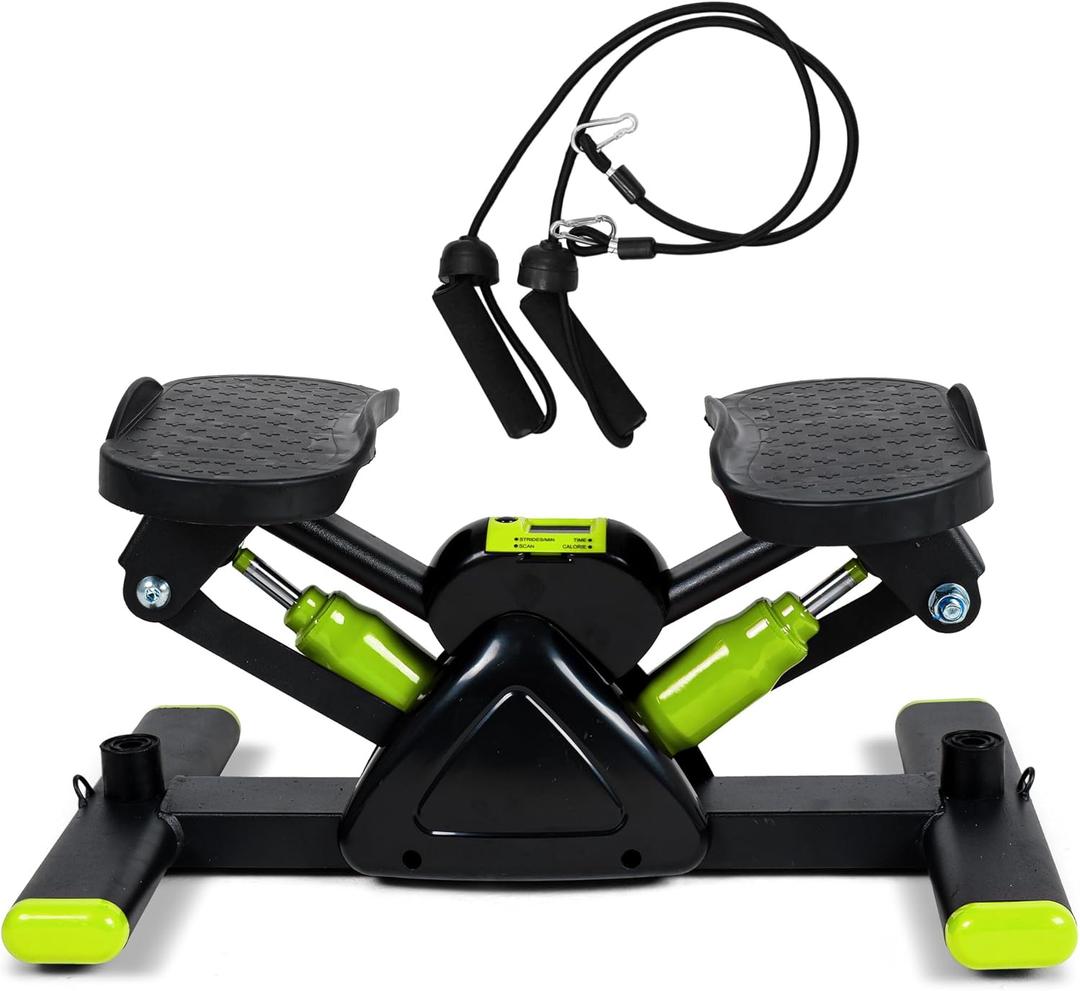Leikefitness Steppers for Exercise Mini Stair Stepper, Cardio Workout Equipment, Twist Stair Stepper with Resistance Bands Up-Down Motion for Full Body Workout Exercise Equipment for Home (Green)