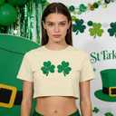 St Patricks Day Shirts Women Pattys Day Crop Top Shamrock Tshirt Lucky Short Sleeve Tops