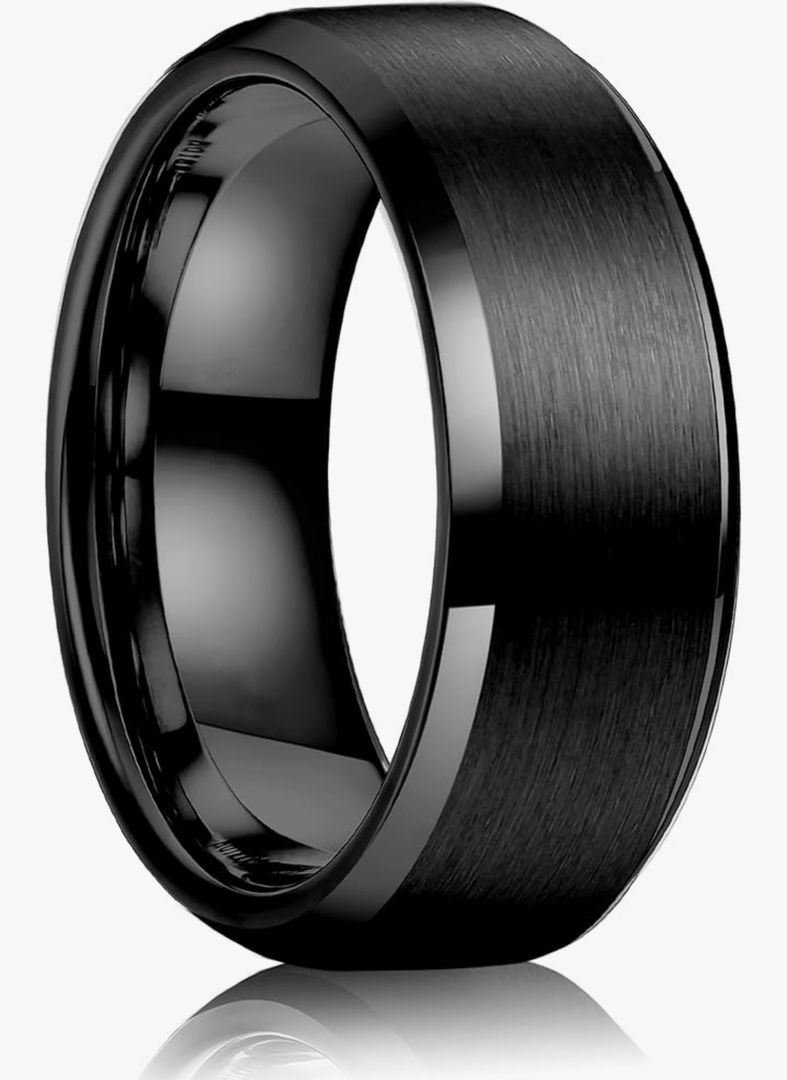 Jstyle Stainless Steel Rings for Men Women 8MM Wedding Band Rings Matte Surface - Beveled Polished Edge Mens Ring Size 13