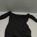 Womens Sexy Off Shoulder Lace Dresses Long Sleeve See Through Bodycon Mini Dress Y2K Dress Birthday Date Night Outfit, Black, Small 