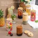 CWHHRN Glass Cups with Lid and Straw, 16oz Beer Glasses Glass Coffee Cups, Iced Coffee Cups with Lid, Glass Tumbler with Straw and Lid (8 PACK)