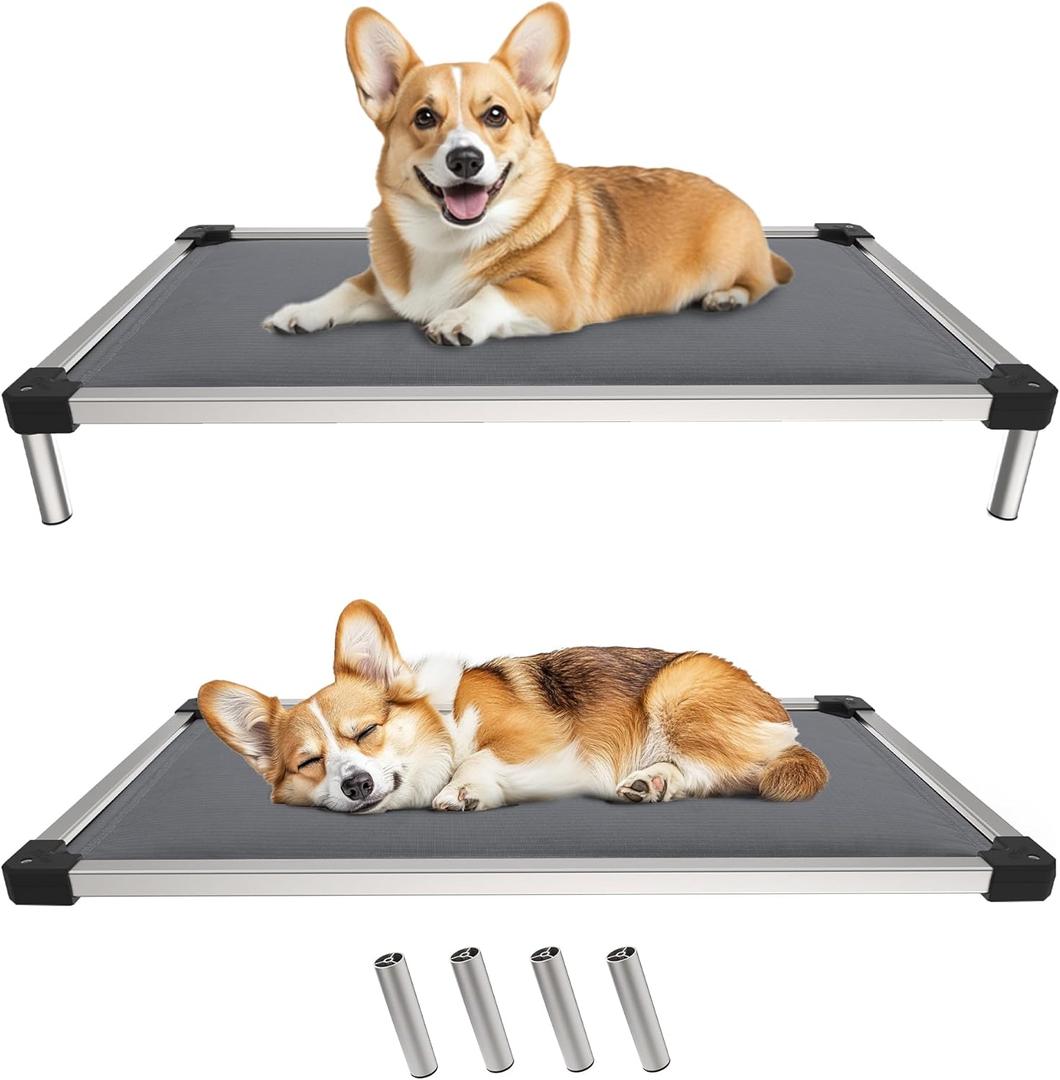 FXW TitanNest Chew-Proof Elevated Dog Bed, Padded Cot for Indoor/Outdoor/Camping Use, Durable & Washable Pet Bed for Medium and Large Dogs, 42-Inch, Grey (Large(42.0"L x 27.0"W x 5.0"H), Grey)