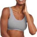 Hanes Women's Pack, Cotton Scoopneck Bralette, Low-Impact Sports Bra, 3-Pack (L)