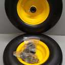 13 x 5.00-6 Tire and Wheel, Flat Free Lawn Mower tires with 3/4" & 5/8" Bearings, 3.25"-6.25" Adjustable Hub, 13x5x6 Zero Turn Tires for Garden Tractors, Zero Turn mowers, Yellow (2 Pcs)