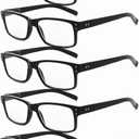 Eyekepper 5 Pack Reading Glasses for Men Spring Hinges Classic Readers (Black-5pcs All Clear Lens) Magnification Strength: 2 x