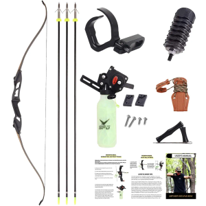 SOPOGER Archery Bowfishing Bow Kit - Powful 45lbs Bow Fishing Combos Kit with Detailed Instruction, Recurve Bow Fishing Bows for Adults with Durable Bow Fishing Reels Kits for Big Fish, Black