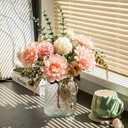 Fake Flowers with Vase,Faux Flowers in Vase for Home Decor,Silk Pink Dahlia Artificial Flowers with Vase for Coffee Table Decor,Living Room Bathroom Plant Decor, Centerpiece Table Decorations