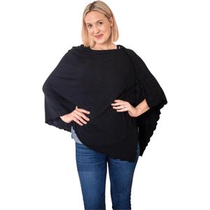 Bamboobies Breastfeeding Shawl - Nursing Cover for Breastfeeding - Ultra-soft (Black Poncho)