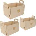 3-Piece Felt Storage Bin Set (Small, Medium, Large) with Bear Design & Handles for Home Organization