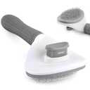 Self-Cleaning Slicker Brush With Release Button, Dog Shedding Grooming Tool, Cat Comb Pet Massage for Long or Short Hair, Removes Tangles & Loose Fur