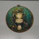 XNXLDYLH Vintage Floral Emerald Green Bathroom Round Framed Wall Art Decor, Dark Hunter Green Toilet Hanging Wall Decor for Bathroom, Plant Canvas Prints Wall Art Paintings, 10x10 Inch