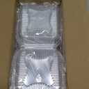 NPLUX 25 Pack Clear Thickening Plastic Hinged Take Out Containers Disposable Clamshell Food Cake Containers with Lids 5.8 x 5.8 x 2.75 inch for Dessert, Cakes, Salads, Pasta, Sandwiches