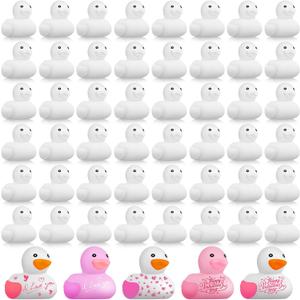 Sratte 72 Pieces DIY Rubber Ducks White Blank Rubber Bath Mini Ducks for Pool Bathtub Baby Party Favors Kids Birthday Gifts
