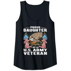 Womens Proud Daughter Of A US Army Veteran Military Vet's Child Tank Top M