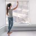 63 x 87 Inches Window Insulation Kit with Zipper Winter Window Plastic for Winterizing Home Thermal Insulated Cover with Adhesive Straps Transparent Reusable Adjustable Thick Attic Cover Warm