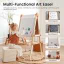 Tiny Land Easel for Kids, Double-Sided Magnetic Easel, Adjustable Wooden Kids Art Easel with Paper Roll, Learning-Toy for 3,4,5,6,7,8 Years Old Boy & Girls, 43.9 inches