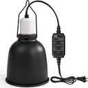 Timer Reptile Deep Dome Light Fixture - 1H/3H/6H/12H Auto On/Off - 5.5 Inch Ceramic Socket Lamp Holder for Heat & UVA UVB Bulbs - Bearded Dragons, Geckos, Turtles - Terrarium Lighting