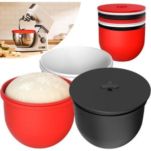 Silicone Liners for KitchenAid 7 Quart Stand Mixer - Bwol Liners for Kitchen Aid Mixer, No More Mixer Bowls Needed - 3 Liners & 3 Lids, Red & White & Black