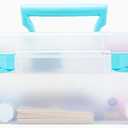 ArtBin 6937AG Essentials Lift-Out Tray Box, Portable Art & Craft Organizer with Handle and Tray, Clear/Aqua (Aqua Mist Latches)