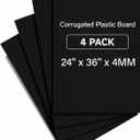 24" x 36" Corrugated Plastic Board, 4MM Thick Thick Blank Poster Board, Waterproof Coroplast Sheets, Black Corrugated Plastic Sheets, 4 Pack