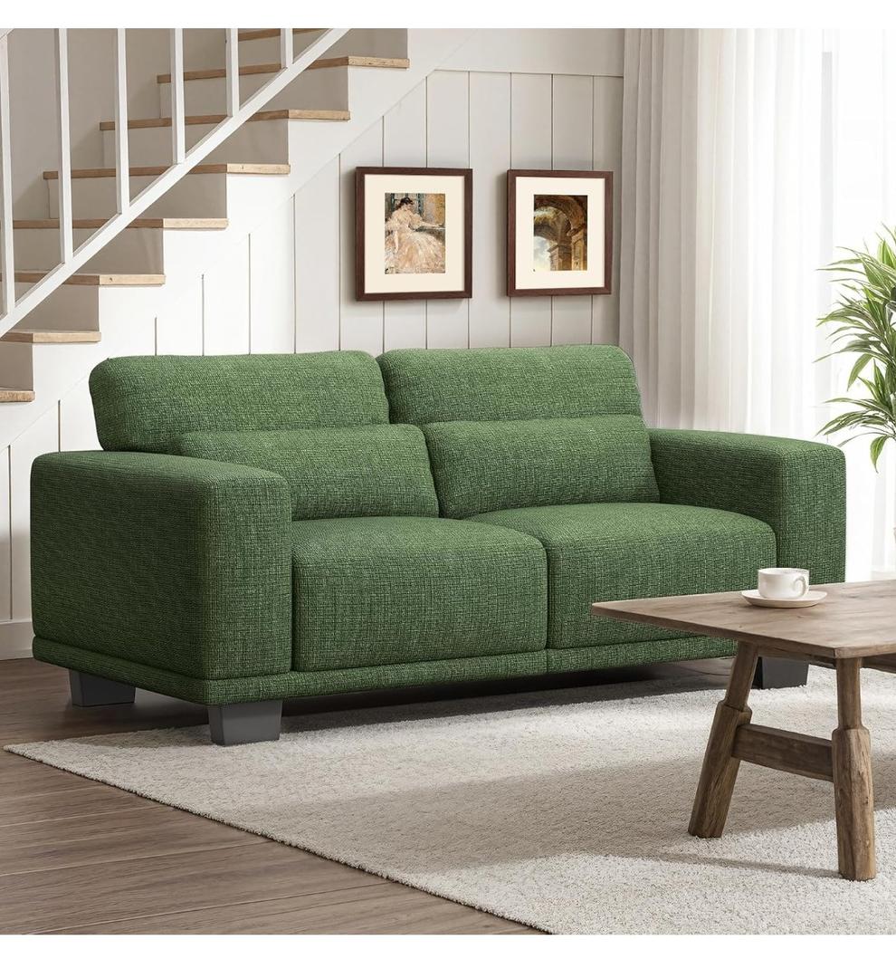 Marsail 65" Loveseat Sofa, Love Seat for Living Room, Comfy Couch with Deep Seats and Wide Armrests, Sofa Couch with Supportive Cushion and Sturdy Frame, Easy to Clean with Removable Covers, Green