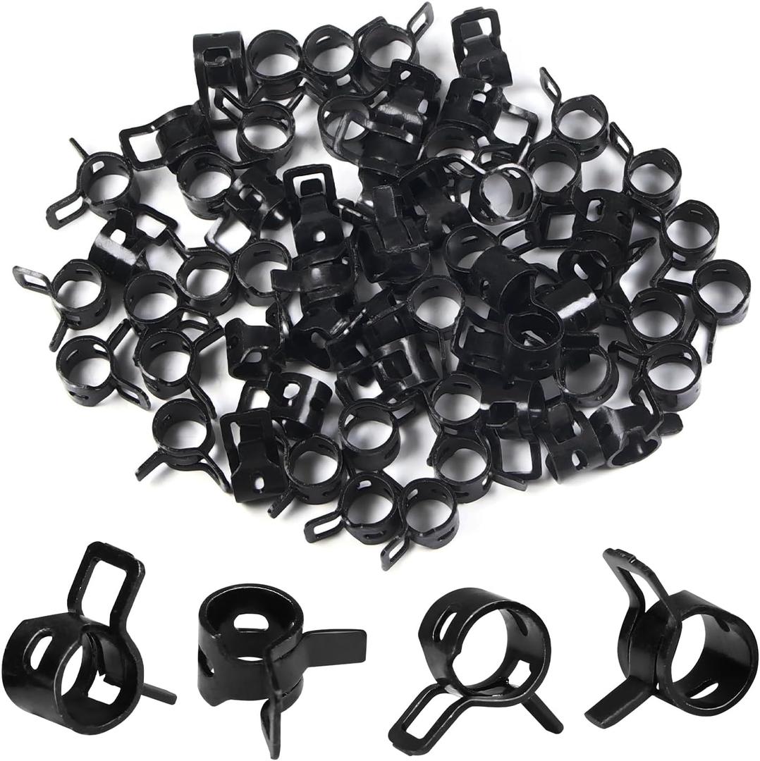 60Pcs 0.31"(8mm) ID Spring Band Hose Clamps, 5/16" ID Fuel Line Hose Clamp, Low Pressure Air Clamp, Water Pipe Air Tube Silicone Vacuum Hose Clamp, Bushing Automotive Replacement Fastener