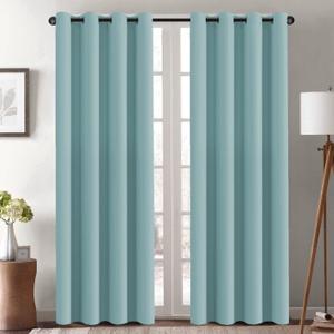 H.VERSAILTEX Blackout Curtain for Living Room Thermal Insulated Window Treatment Curtain Extra Long 84 inch Length Energy Saving Solid Grommet Top Blackout Drape, One Panel, Mineral Blue, 52"W x 84"L